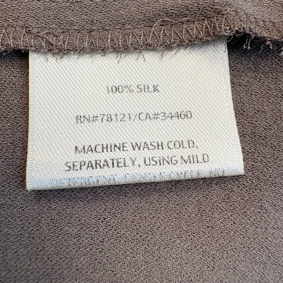 Eileen Fisher 100% Silk Georgette Shell Tank Top Taupe Small - Picture 5 of 7